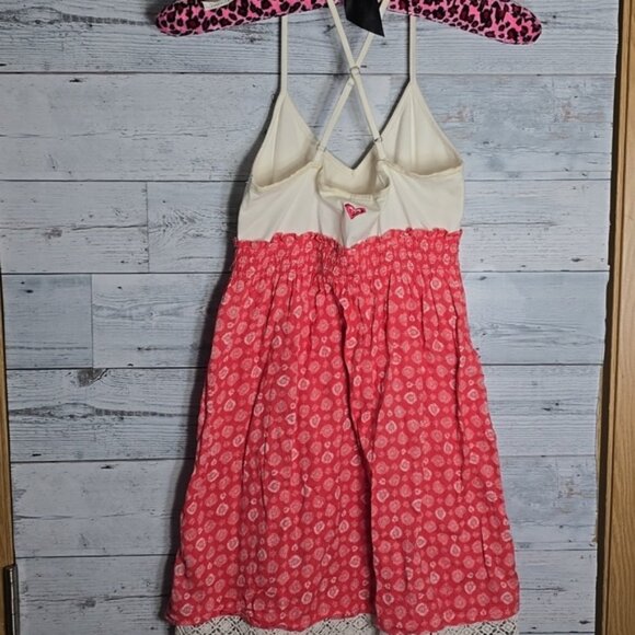 Roxy Cotton White Pink Racerback Mini Dress - Picture 2 of 7